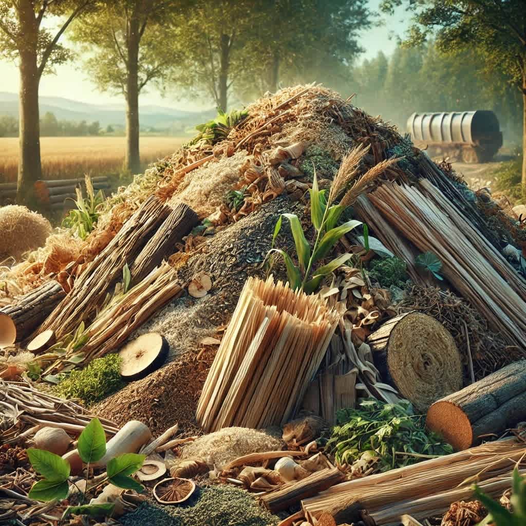 A pile of wood waste material