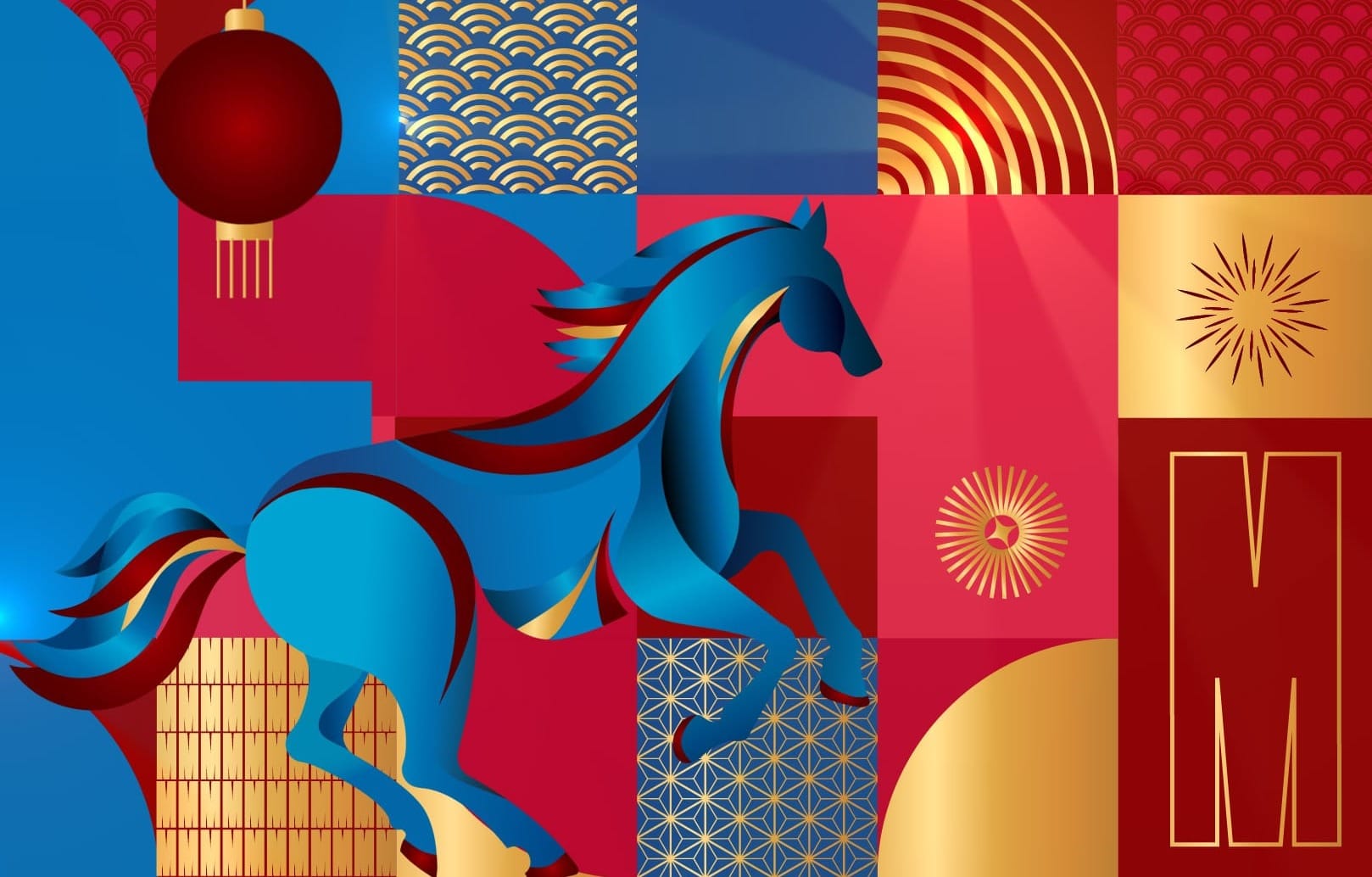 Fire horse Lunar New Year 2026 graphic.