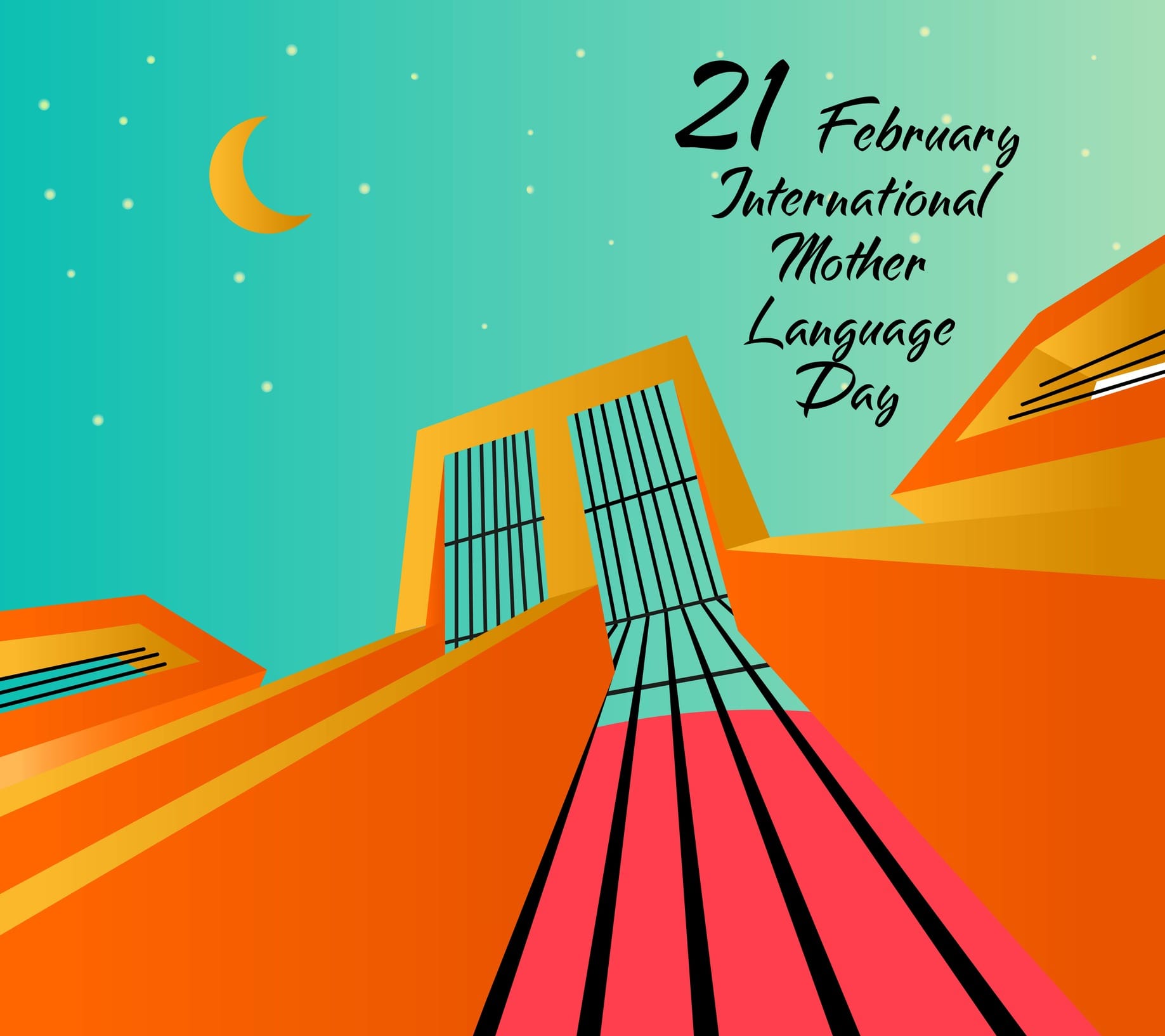 Modern and colourful design of Shaheed Minar, the national martyr's monument of Bangladesh.