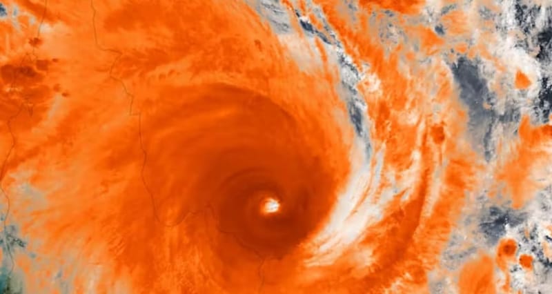 View from space of Tropical Cyclone Ita off the shore of Queensland, Australia, 2014